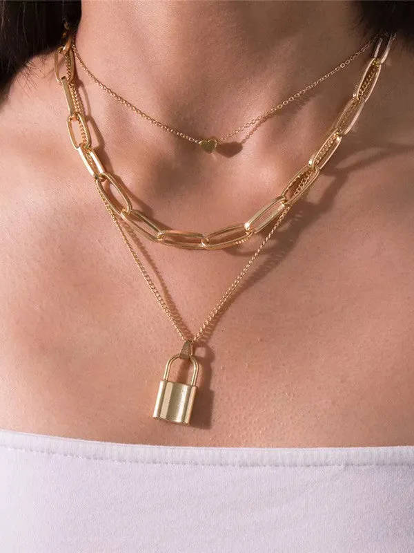 Combo Of Heart Lock Pendant With Earring Set