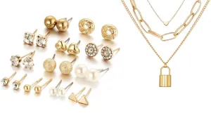 Combo Of Heart Lock Pendant With Earring Set