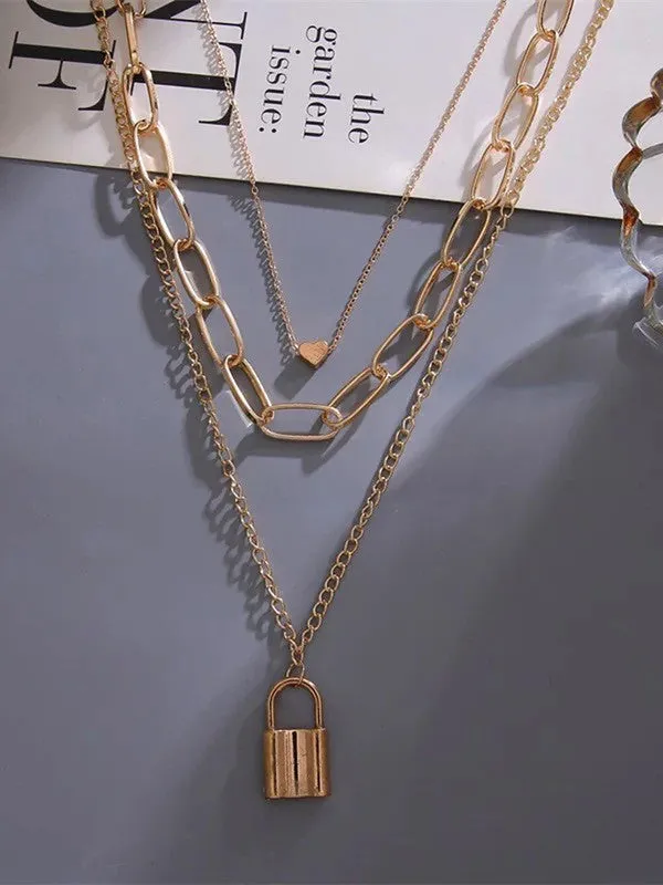 Combo Of Heart Lock Pendant With Earring Set