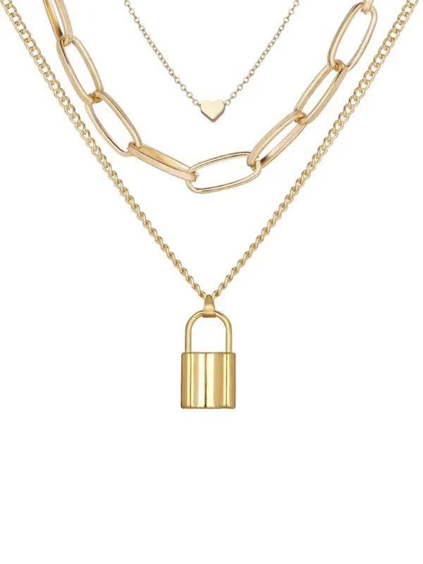 Combo Of Heart Lock Pendant With Earring Set
