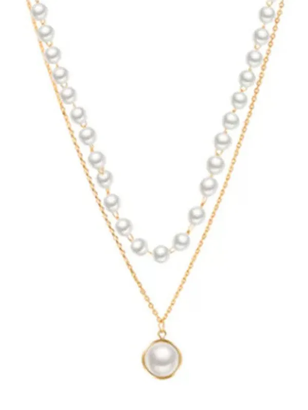 Combo Of Layered Pearl Pendant With Earring Set