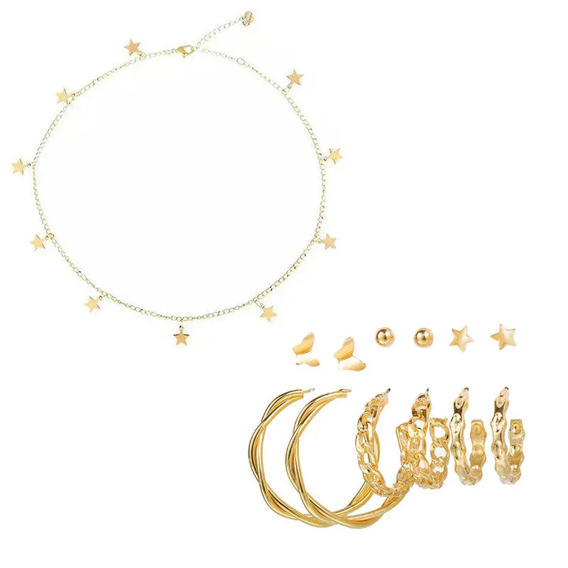 Combo Of Mini Star Pendant With Earring Set
