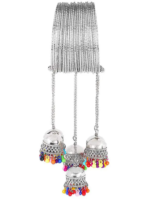 Combo of Multicolor Bracelet Bahubali Earrings With Maang Tikka