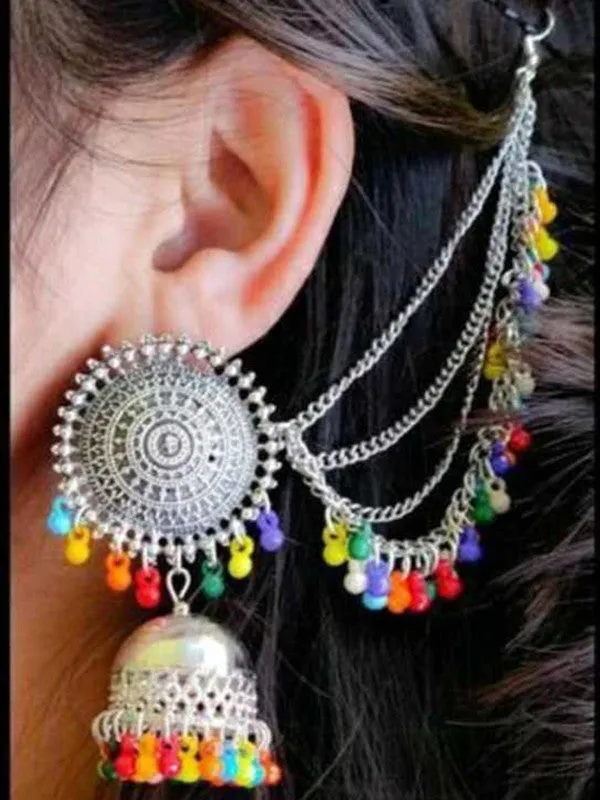 Combo of Multicolor Bracelet Bahubali Earrings With Maang Tikka