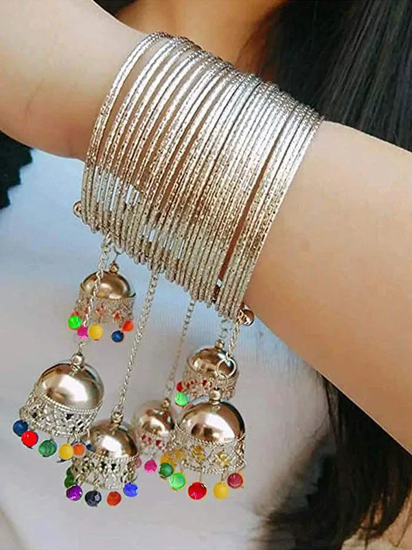 Combo of Multicolor Bracelet Bahubali Earrings With Maang Tikka