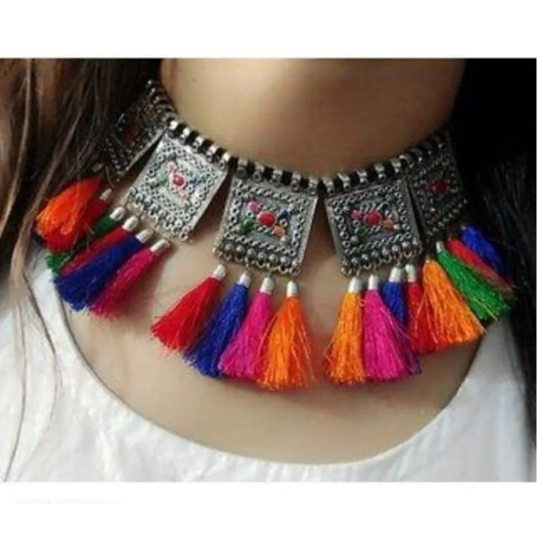 Combo of Oxidised Silver Multicolor Bracelet and Jewelry set
