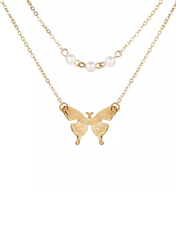Combo Of Pearl Butterfly Pendant With Earring Set