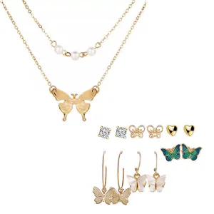 Combo Of Pearl Butterfly Pendant With Earring Set