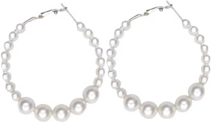 Combo of Silver Pearl Peacock Jewelry Set and Hoop Earrings