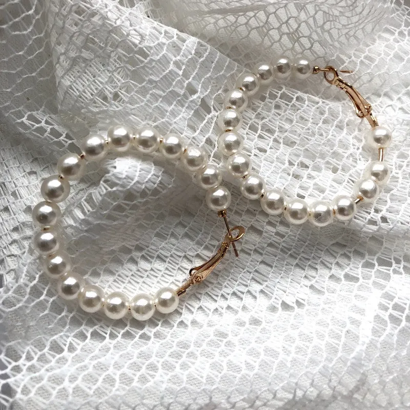 Combo of Silver Pearl Peacock Jewelry Set and Hoop Earrings