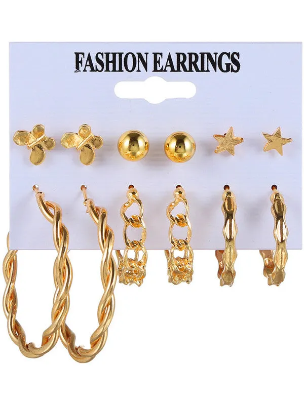 Combo Of Studded  Butterfly Pendant With Earring Set