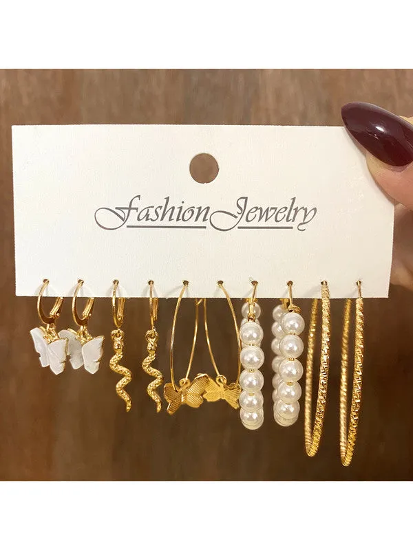 Combo Of White Butterfly Pendant With Earrings Set