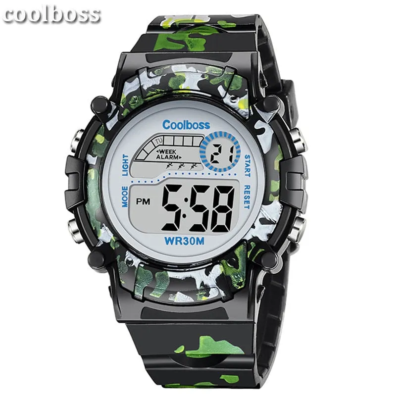 COOLBOSS Brand Electronic Sport Student Children Watch Kids Watches Boys Girls Clock Child LED Digital Wristwatch for Boy Girl
