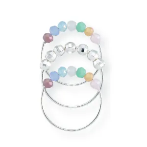 Crystal & Metal Bead Ring~ Set of 3 Rings