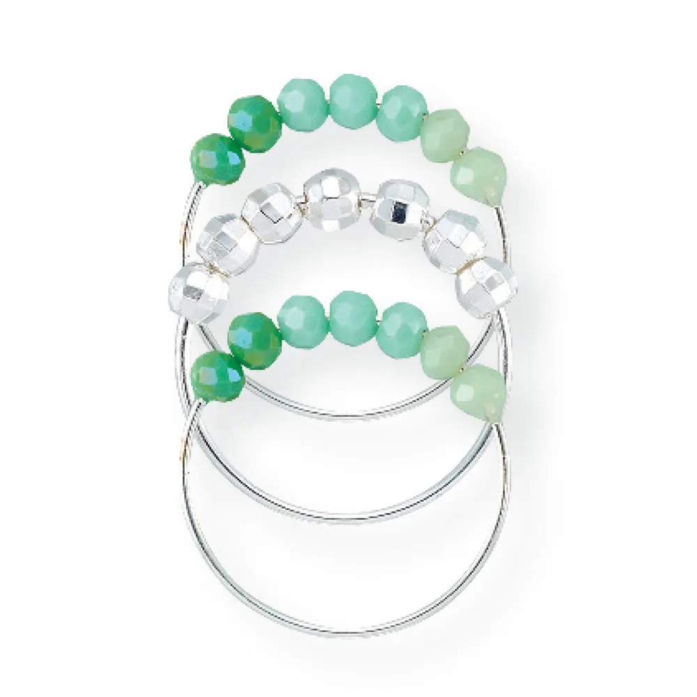 Crystal & Metal Bead Ring~ Set of 3 Rings