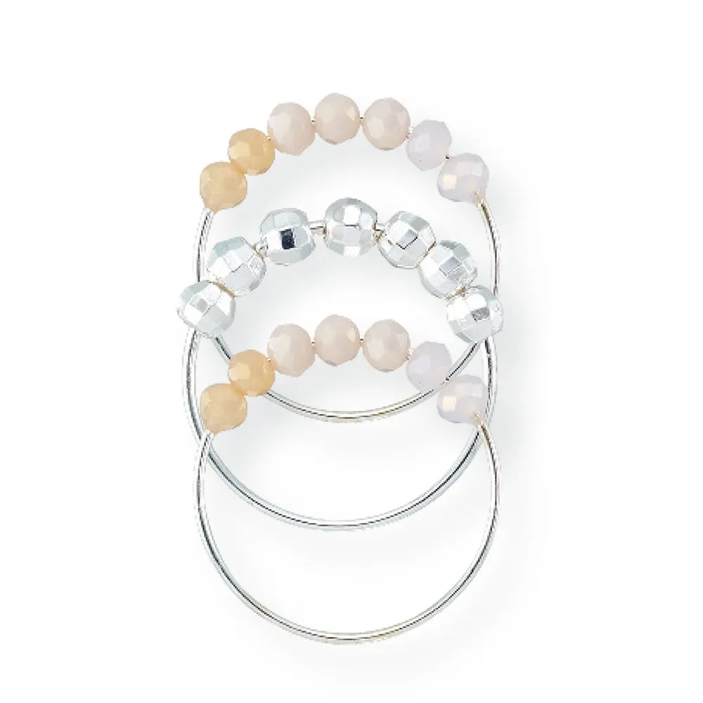 Crystal & Metal Bead Ring~ Set of 3 Rings