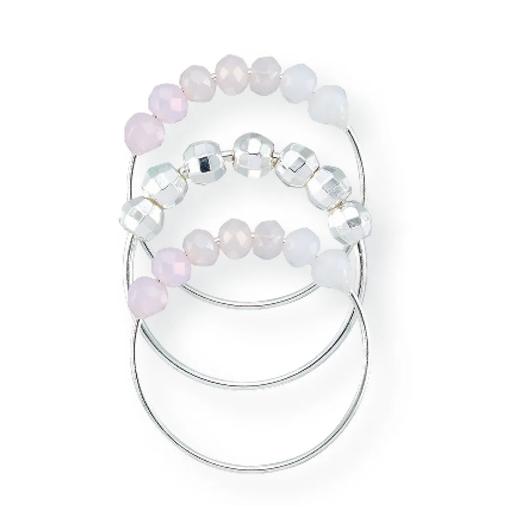 Crystal & Metal Bead Ring~ Set of 3 Rings