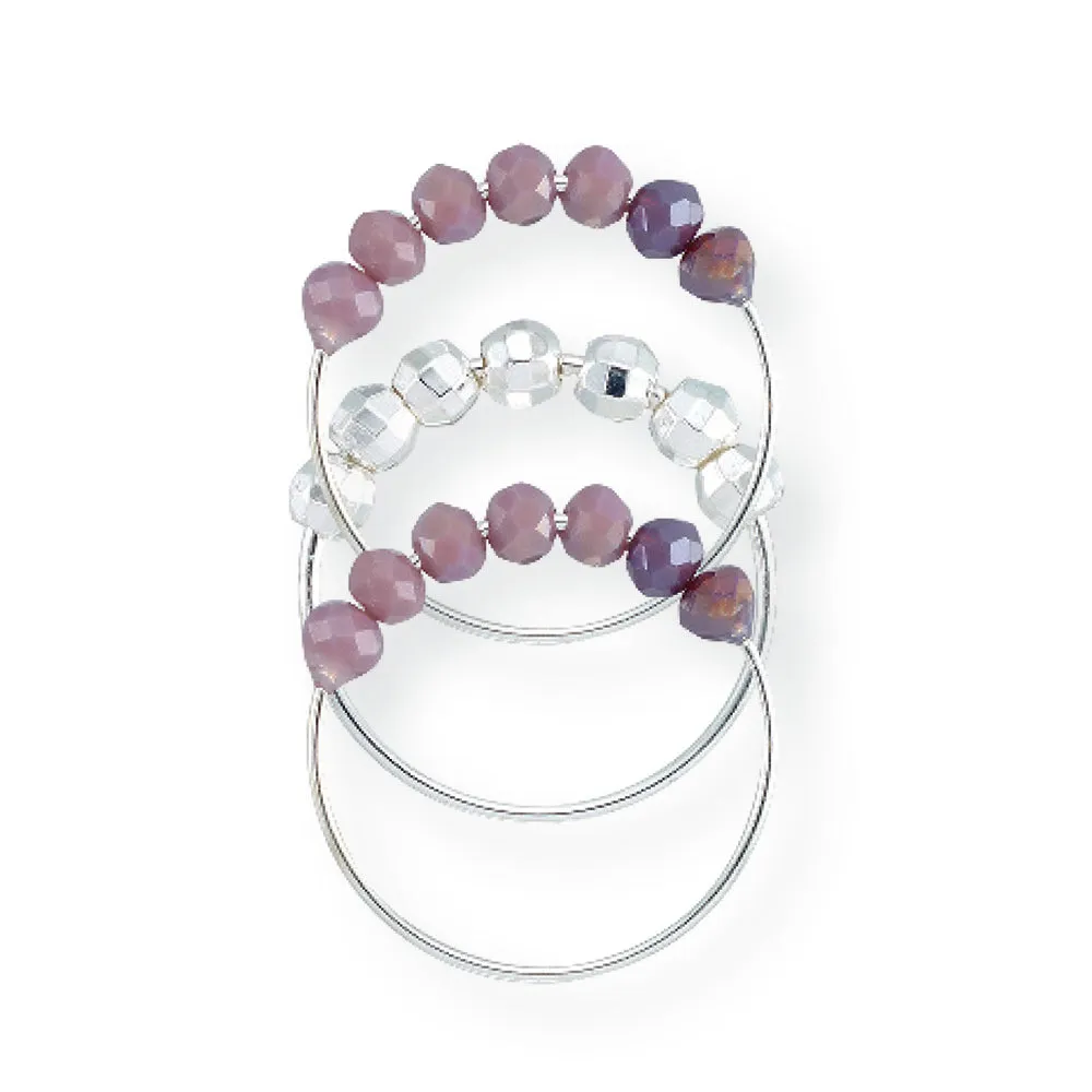 Crystal & Metal Bead Ring~ Set of 3 Rings