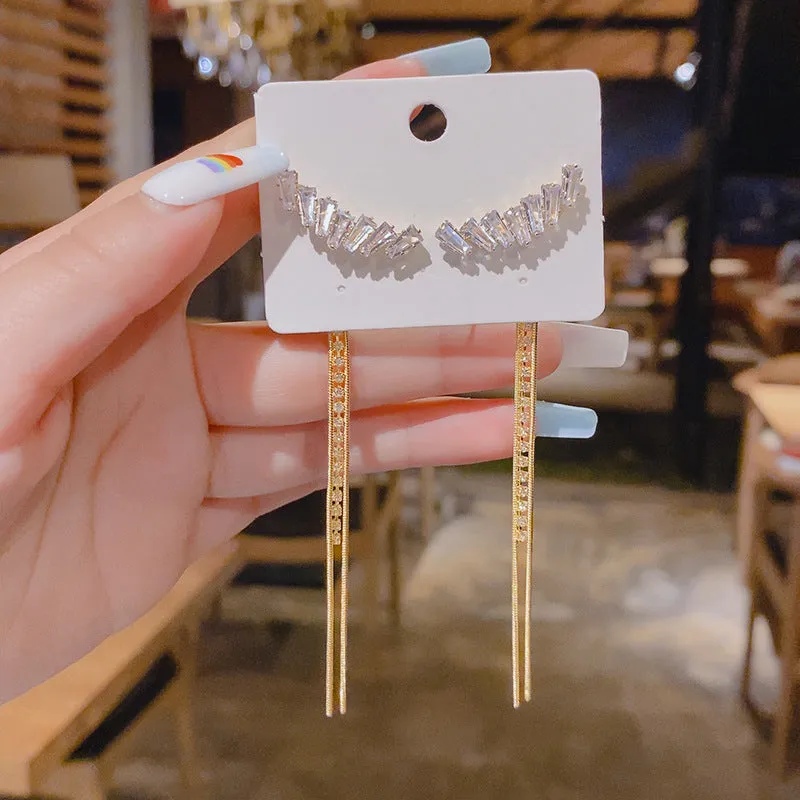 Crystal Tassel Korean Earrings 2Pcs/Set