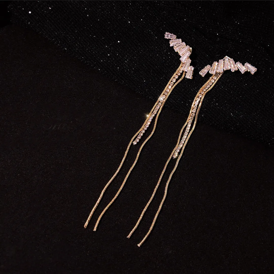 Crystal Tassel Korean Earrings 2Pcs/Set