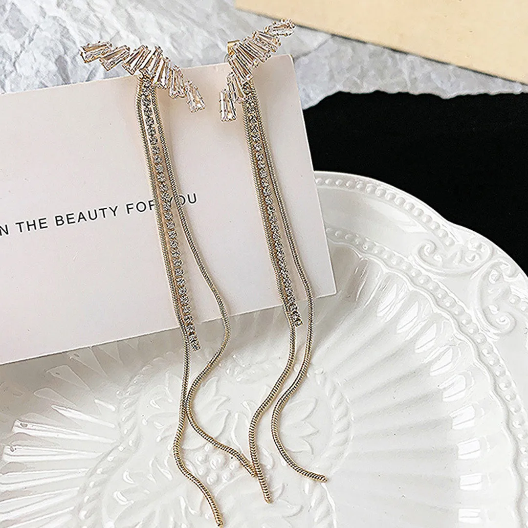 Crystal Tassel Korean Earrings 2Pcs/Set