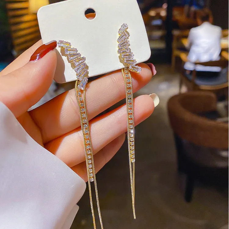 Crystal Tassel Korean Earrings 2Pcs/Set