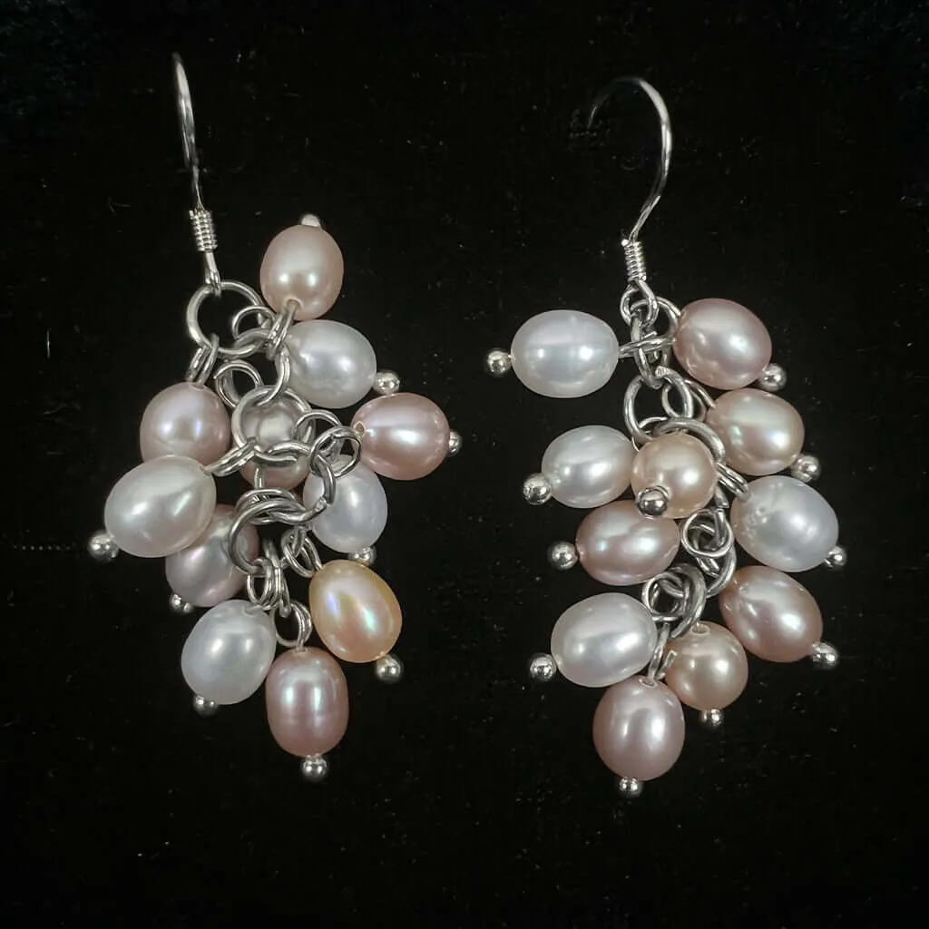 Cultured Pearl Cluster Drop Earrings