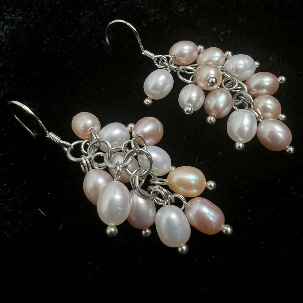 Cultured Pearl Cluster Drop Earrings