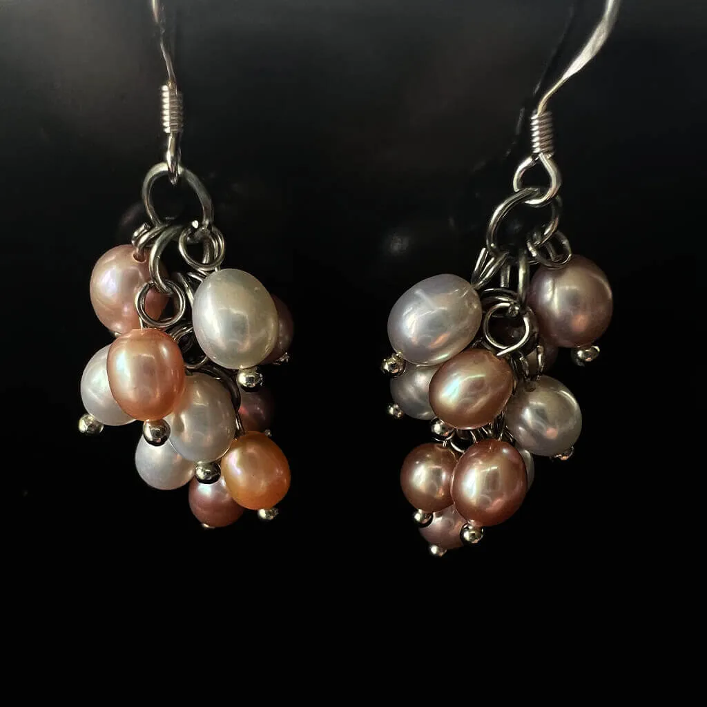 Cultured Pearl Cluster Drop Earrings