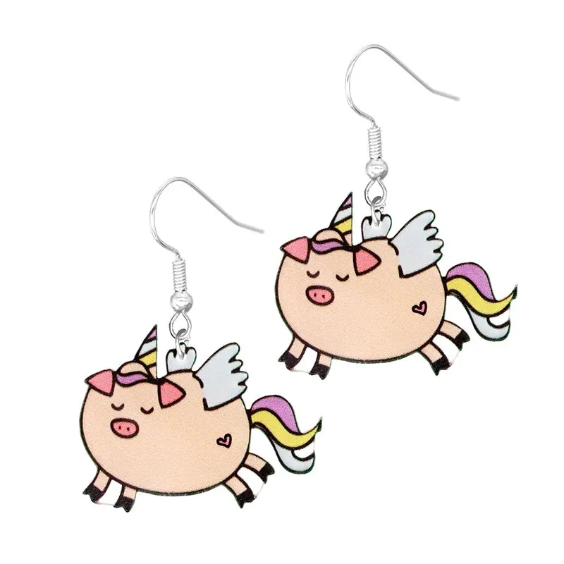 Cute Cat Design Dangle Earrings Acrylic Jewelry Adorable Gift For Women Girls Daily Casual Frog Bee Pig Hamster