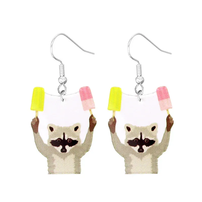 Cute Cat Design Dangle Earrings Acrylic Jewelry Adorable Gift For Women Girls Daily Casual Frog Bee Pig Hamster