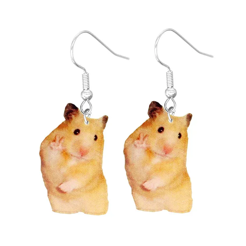 Cute Cat Design Dangle Earrings Acrylic Jewelry Adorable Gift For Women Girls Daily Casual Frog Bee Pig Hamster
