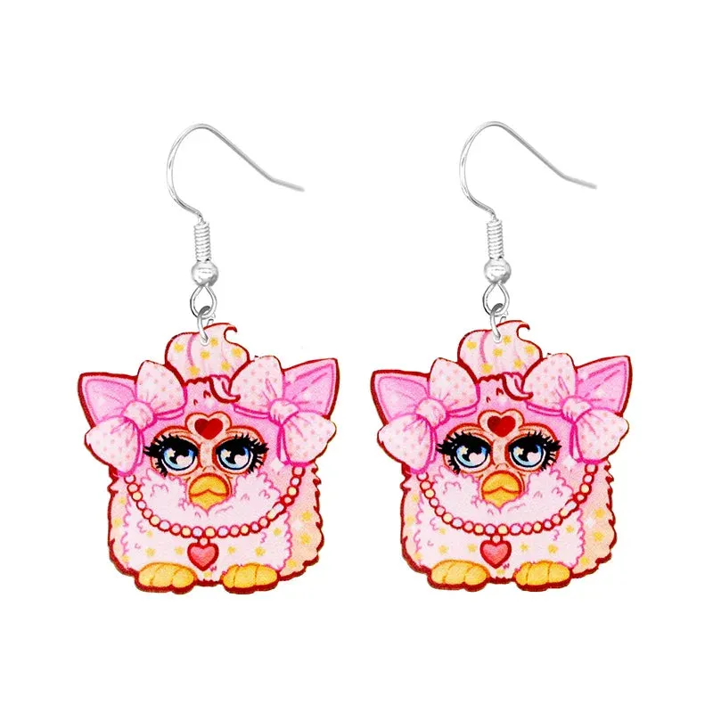 Cute Cat Design Dangle Earrings Acrylic Jewelry Adorable Gift For Women Girls Daily Casual Frog Bee Pig Hamster