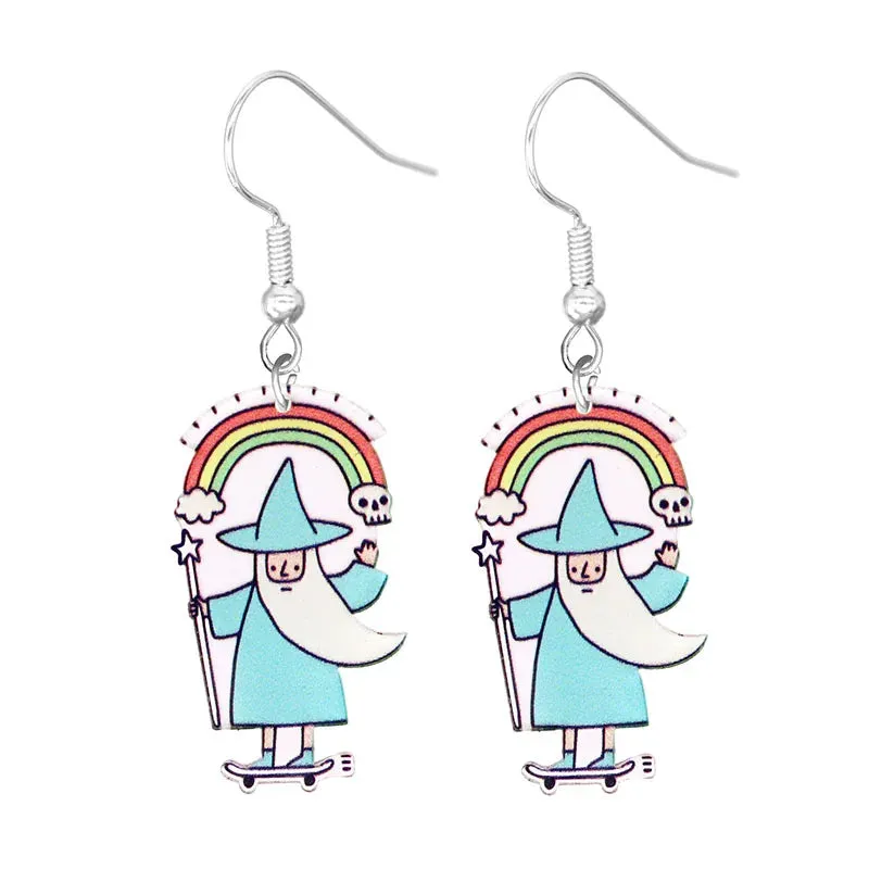 Cute Cat Design Dangle Earrings Acrylic Jewelry Adorable Gift For Women Girls Daily Casual Frog Bee Pig Hamster