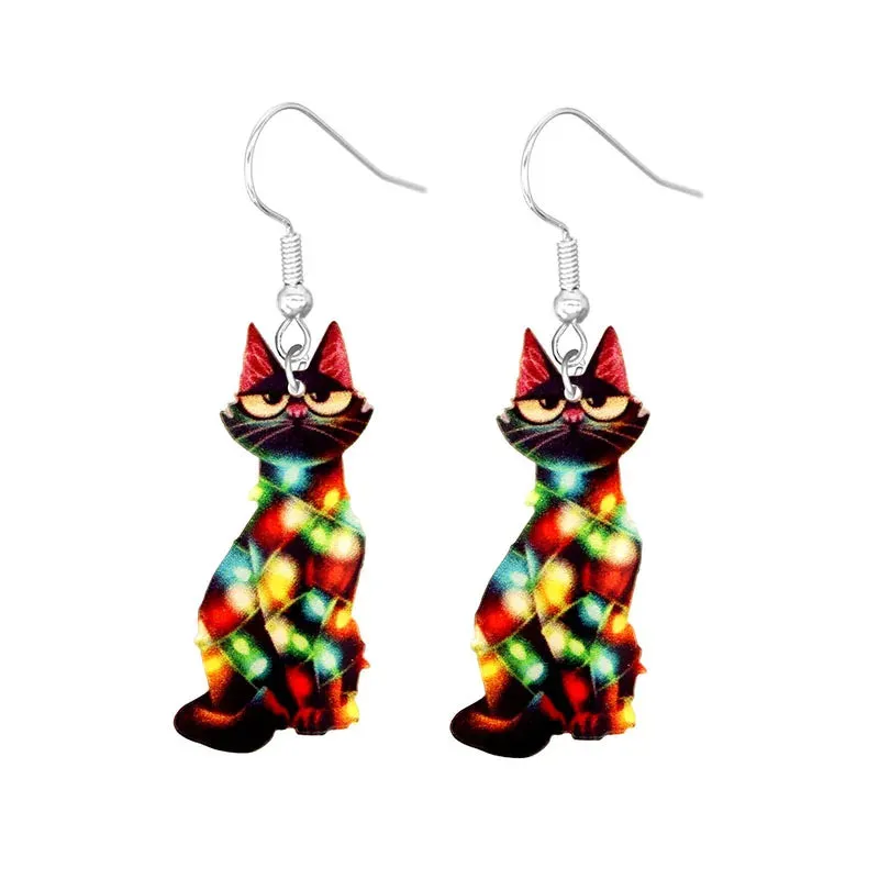Cute Cat Design Dangle Earrings Acrylic Jewelry Adorable Gift For Women Girls Daily Casual Frog Bee Pig Hamster