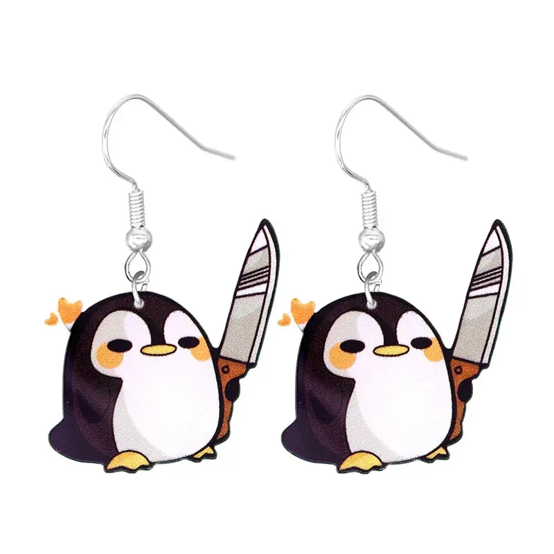 Cute Cat Design Dangle Earrings Acrylic Jewelry Adorable Gift For Women Girls Daily Casual Frog Bee Pig Hamster