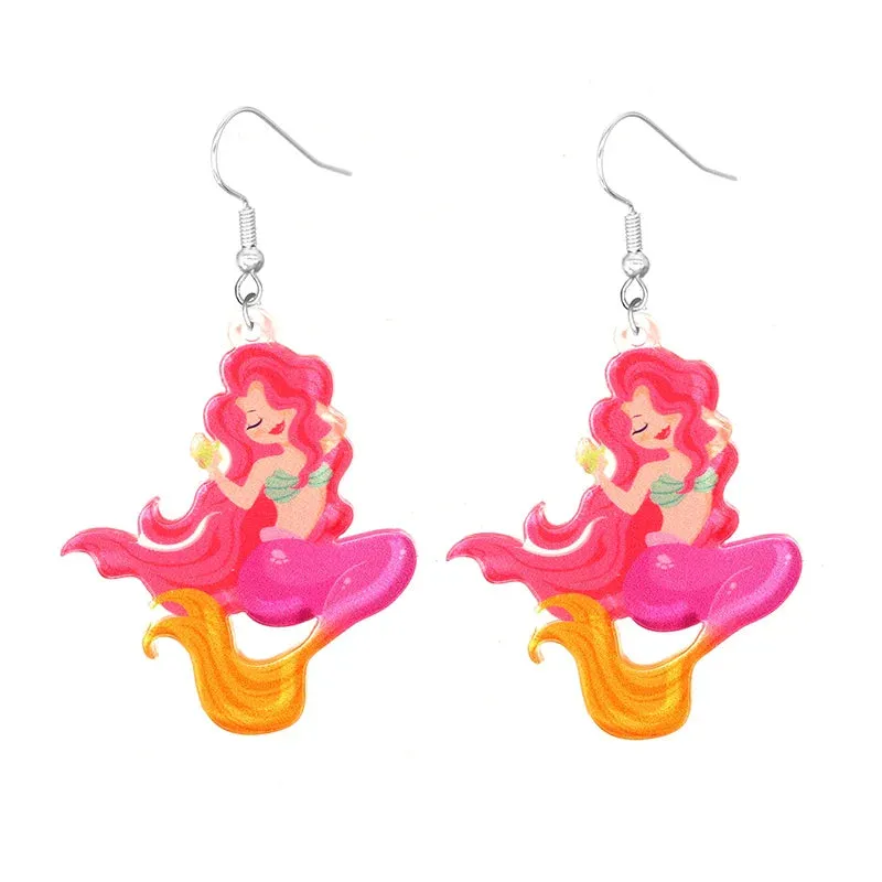Cute Cat Design Dangle Earrings Acrylic Jewelry Adorable Gift For Women Girls Daily Casual Frog Bee Pig Hamster