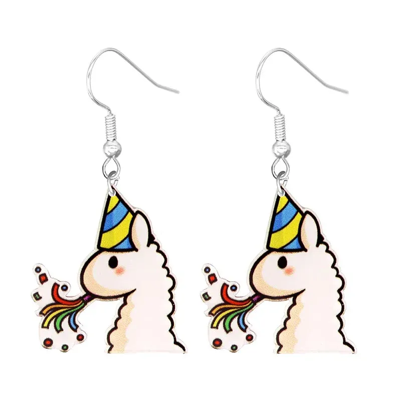 Cute Cat Design Dangle Earrings Acrylic Jewelry Adorable Gift For Women Girls Daily Casual Frog Bee Pig Hamster