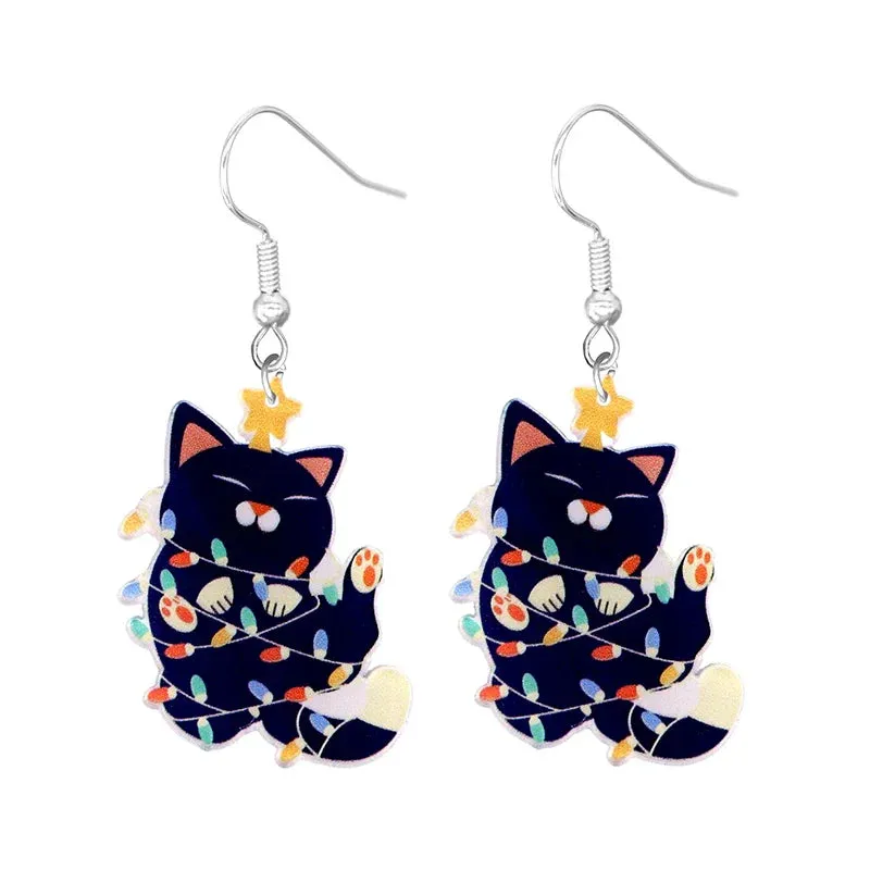 Cute Cat Design Dangle Earrings Acrylic Jewelry Adorable Gift For Women Girls Daily Casual Frog Bee Pig Hamster