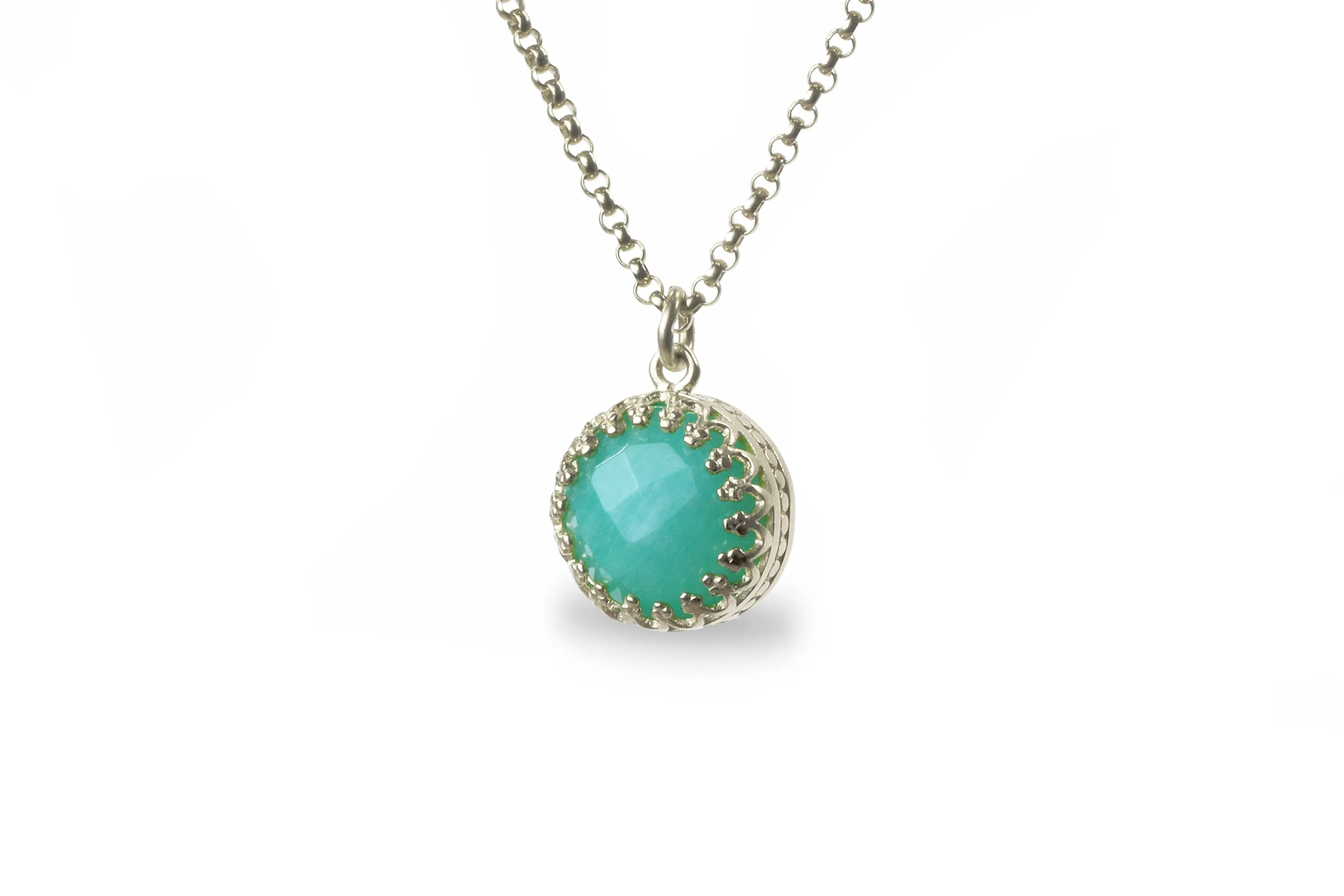 Dainty Silver Necklace with Amazonite Pendant