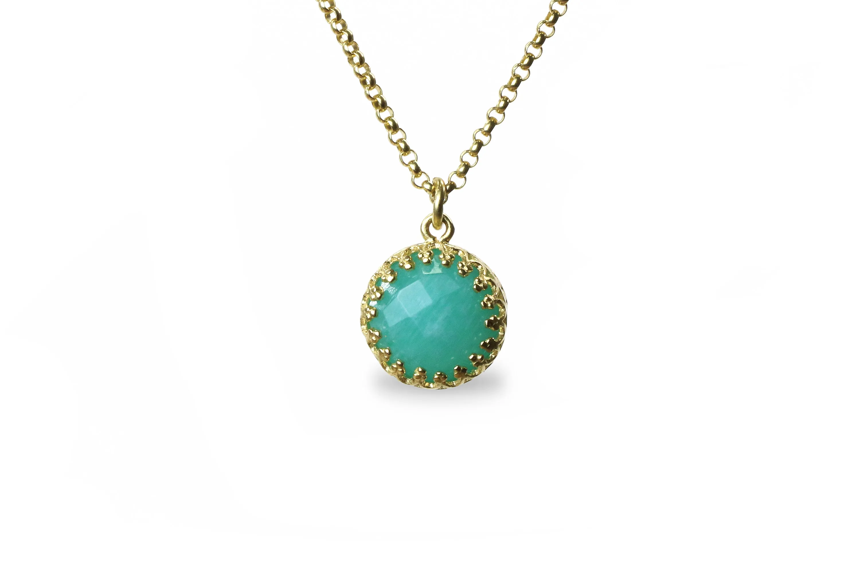 Dainty Silver Necklace with Amazonite Pendant