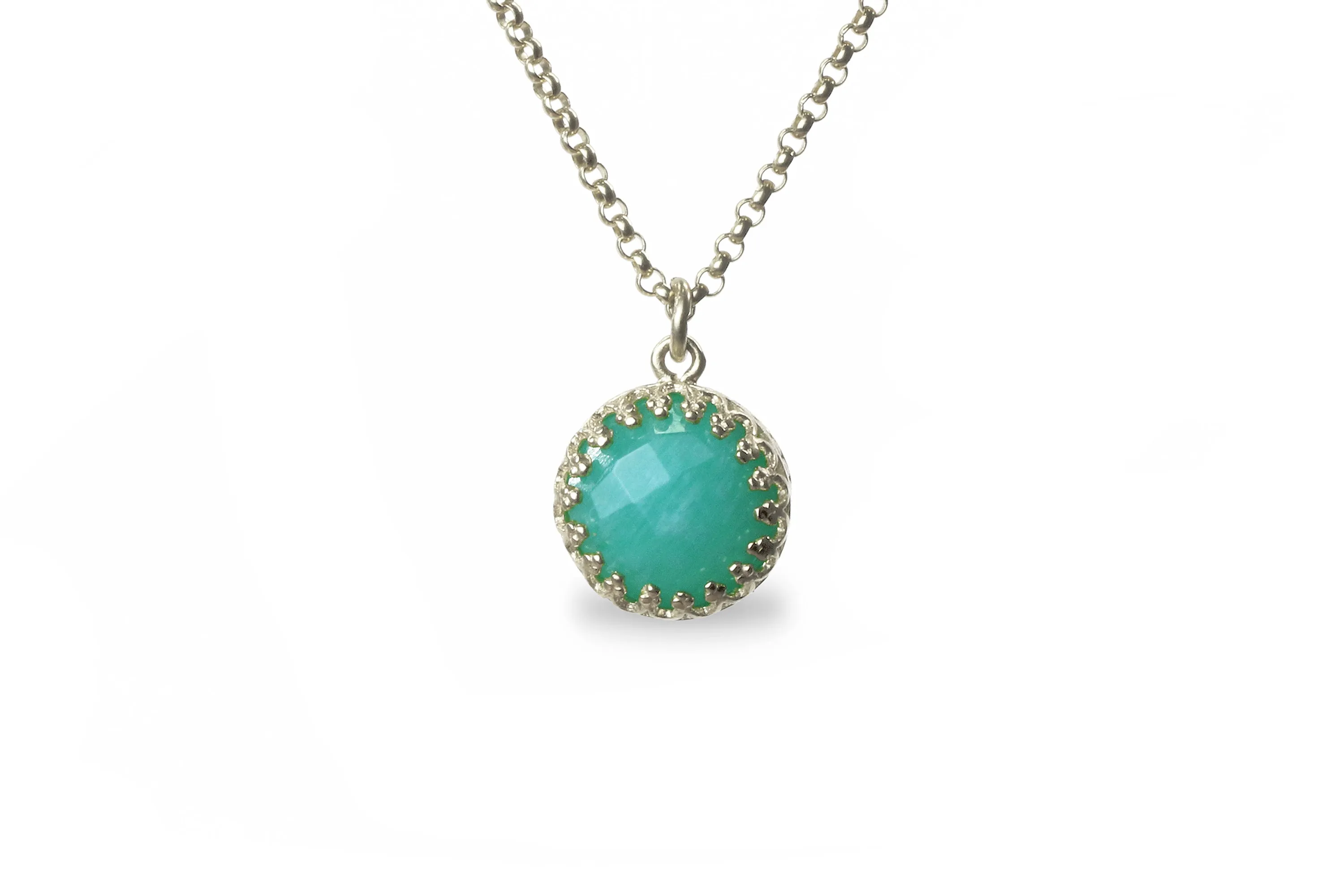 Dainty Silver Necklace with Amazonite Pendant