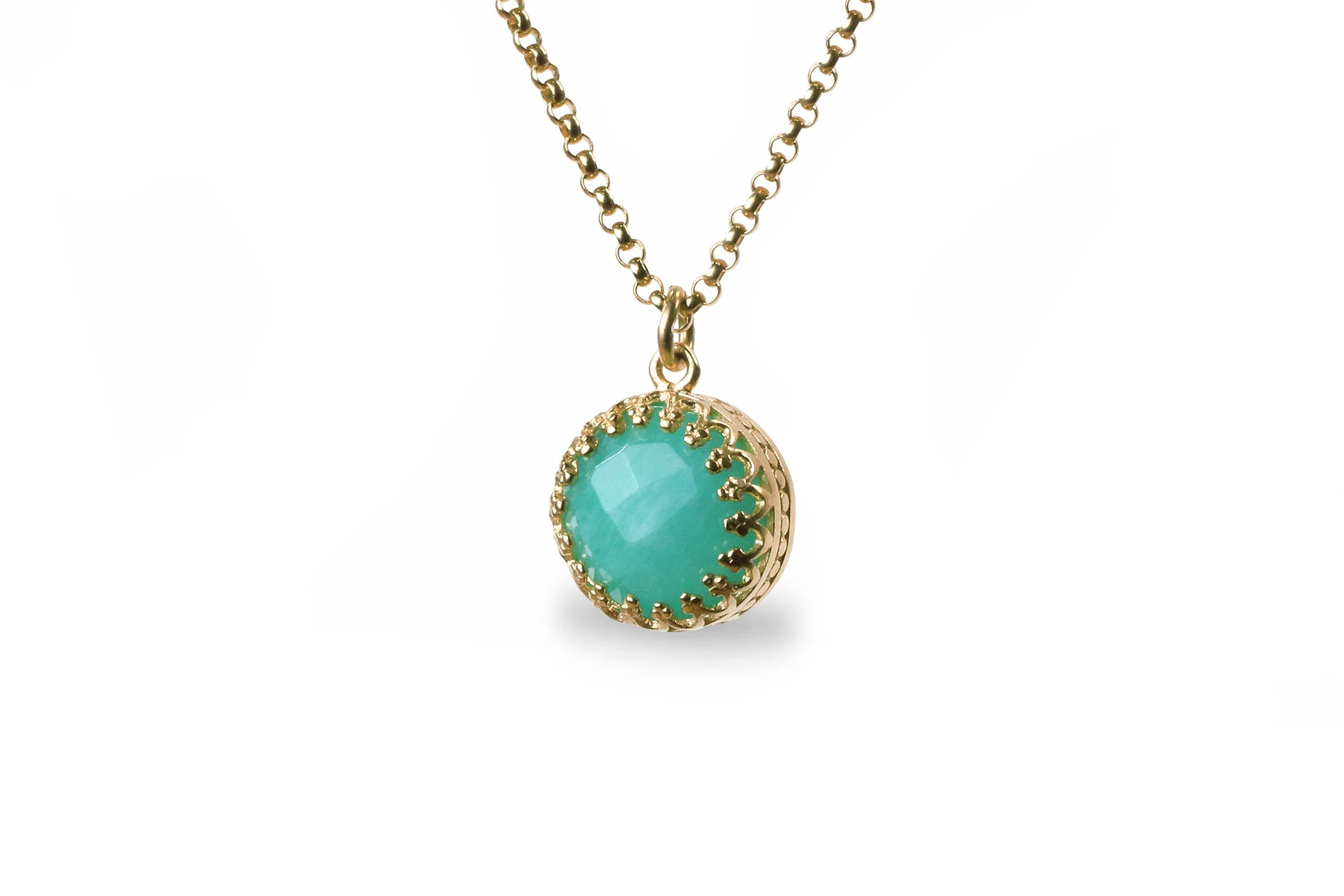 Dainty Silver Necklace with Amazonite Pendant