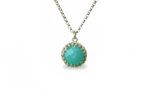 Dainty Silver Necklace with Amazonite Pendant