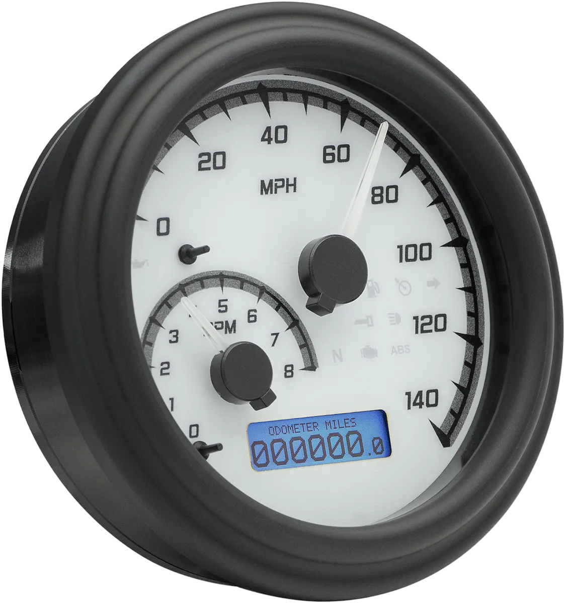 Dakota Digital MVX-2004-WG-C MVX Series Fatbob Analog/Digital Gauge System - White/Gray Chrome
