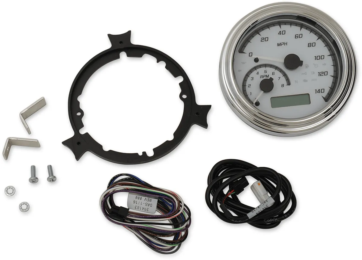 Dakota Digital MVX-2004-WG-C MVX Series Fatbob Analog/Digital Gauge System - White/Gray Chrome
