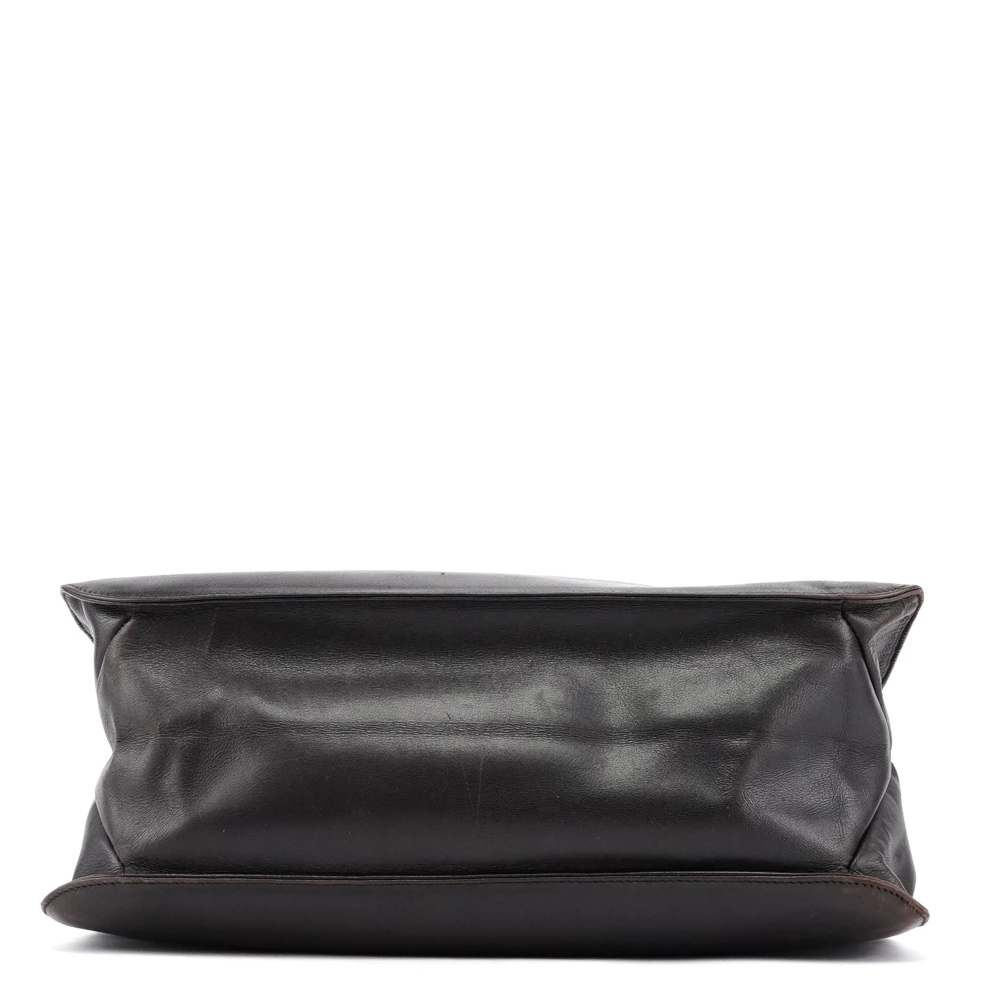 Dark Brown Calfskin Hobo Shoulder Bag