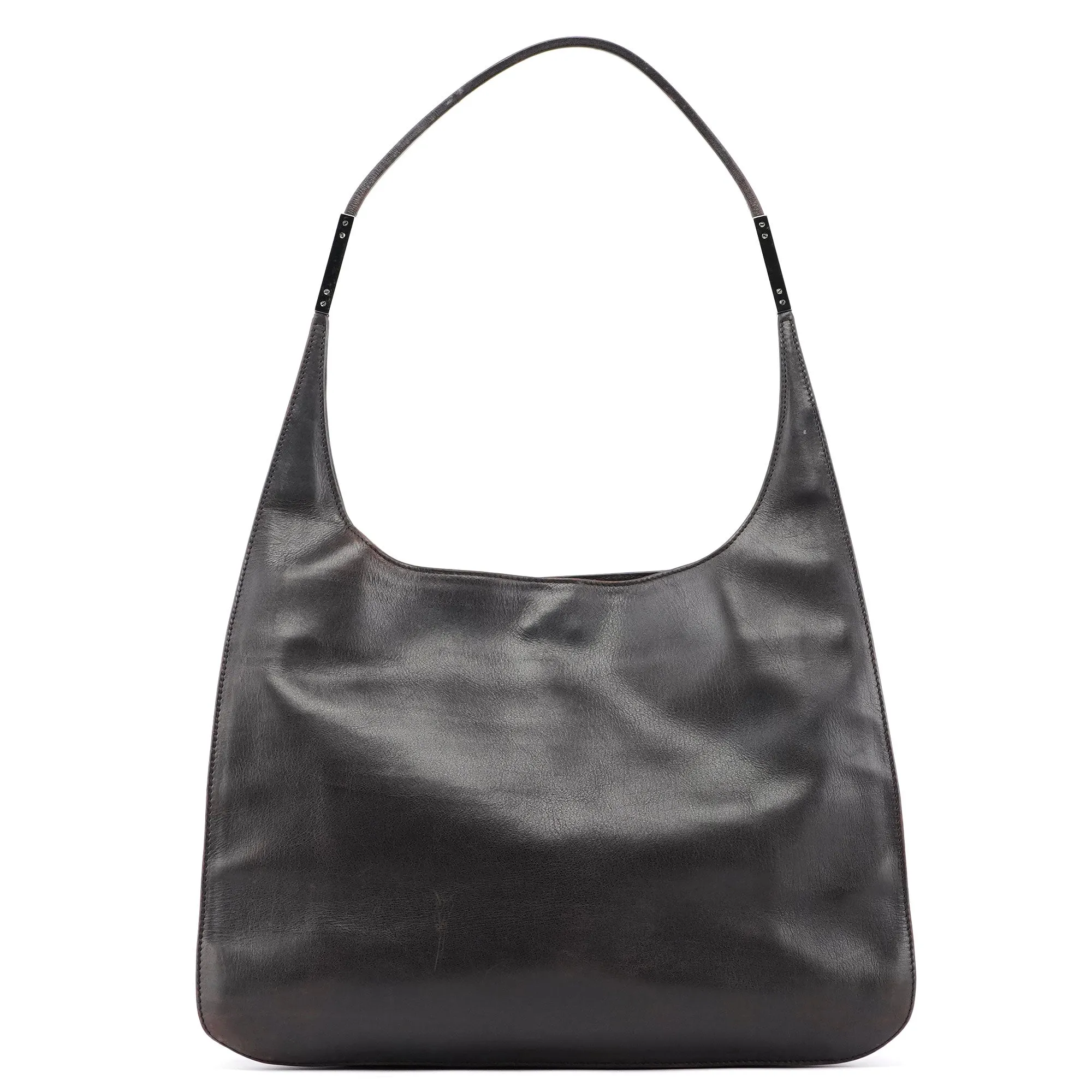 Dark Brown Calfskin Hobo Shoulder Bag