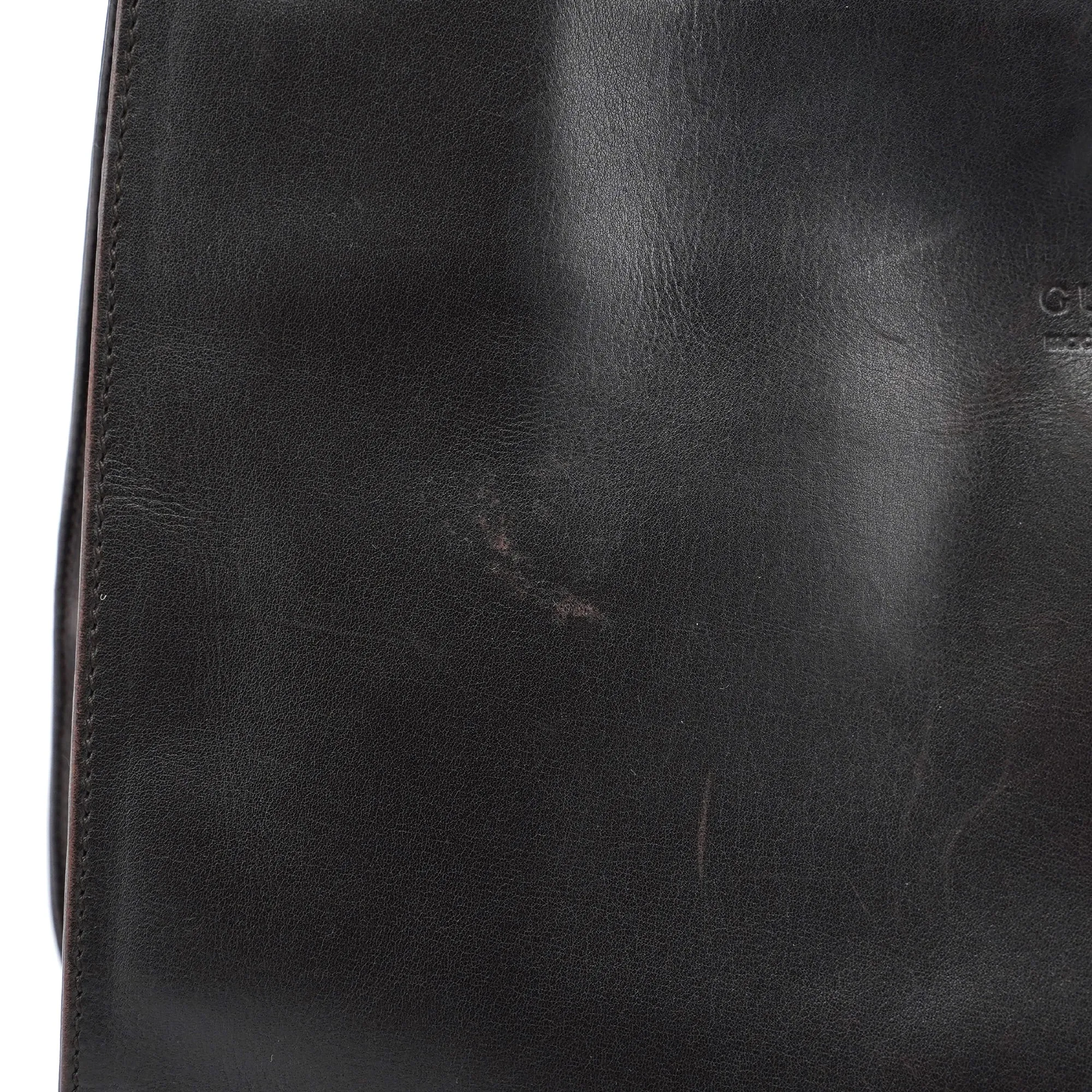 Dark Brown Calfskin Hobo Shoulder Bag