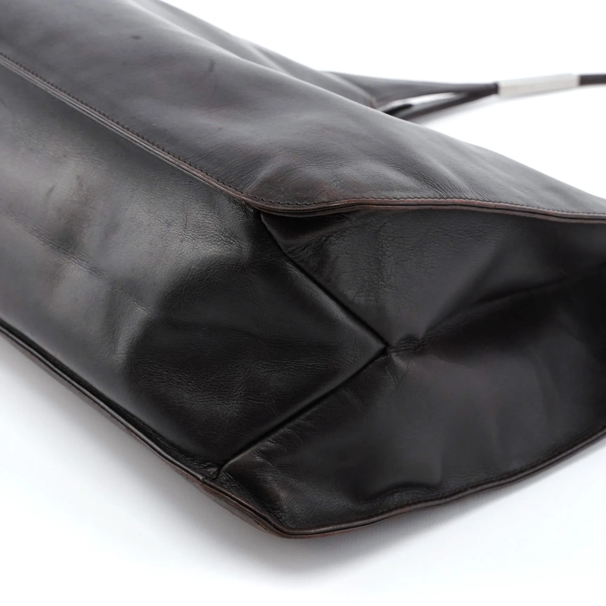 Dark Brown Calfskin Hobo Shoulder Bag